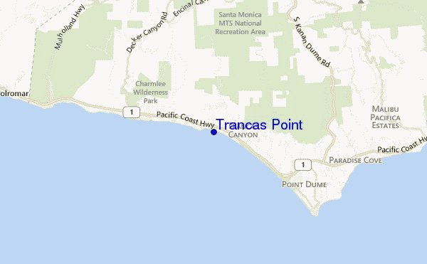 locatiekaart van Trancas Point