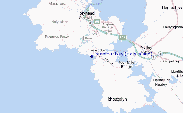 locatiekaart van Trearddur Bay (Holy Island)