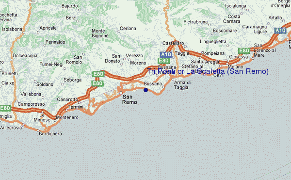 locatiekaart van Tri Ponti or La Scaletta (San Remo)
