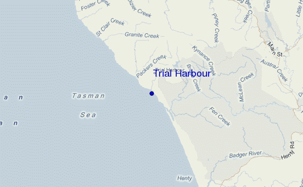 locatiekaart van Trial Harbour