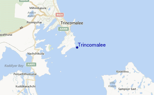 locatiekaart van Trincomalee