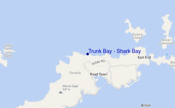 locatiekaart van Trunk Bay - Shark Bay