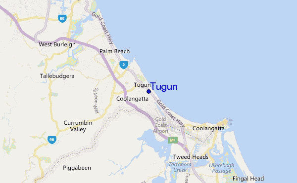 locatiekaart van Tugun