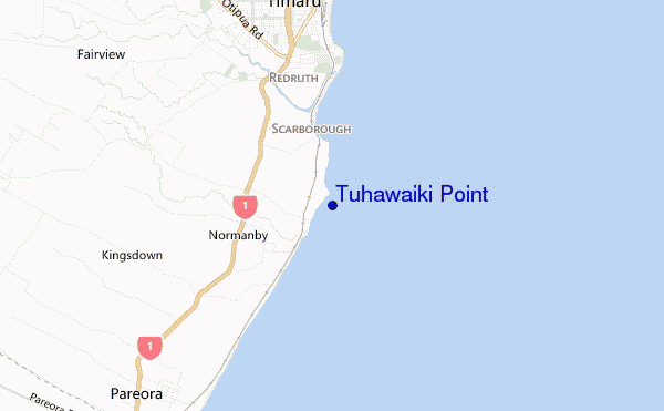 locatiekaart van Tuhawaiki Point