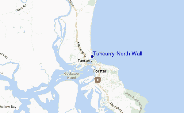 locatiekaart van Tuncurry-North Wall