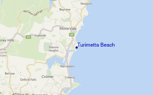 locatiekaart van Turimetta Beach