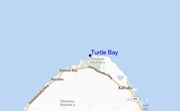 locatiekaart van Turtle Bay