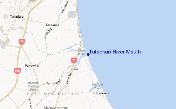 locatiekaart van Tutaekuri River Mouth