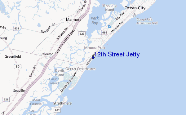 locatiekaart van 12th Street Jetty
