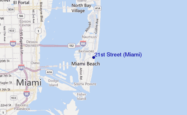 locatiekaart van 21st Street (Miami)
