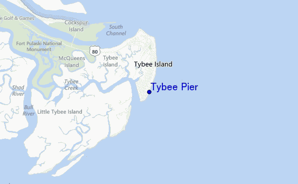 locatiekaart van Tybee Pier