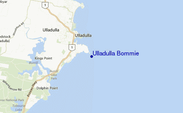 locatiekaart van Ulladulla Bommie