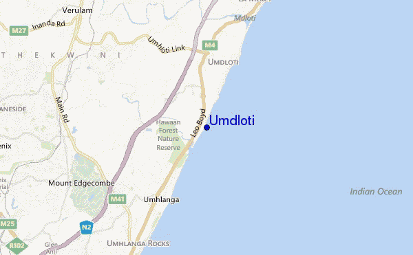 locatiekaart van Umdloti
