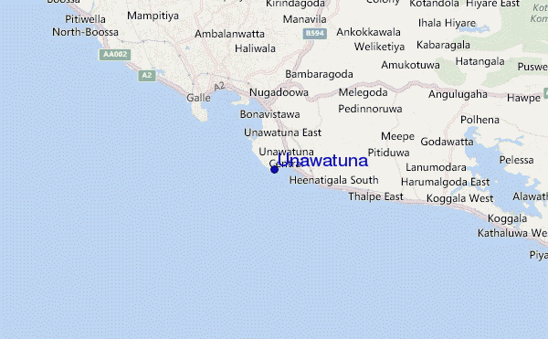 locatiekaart van Unawatuna