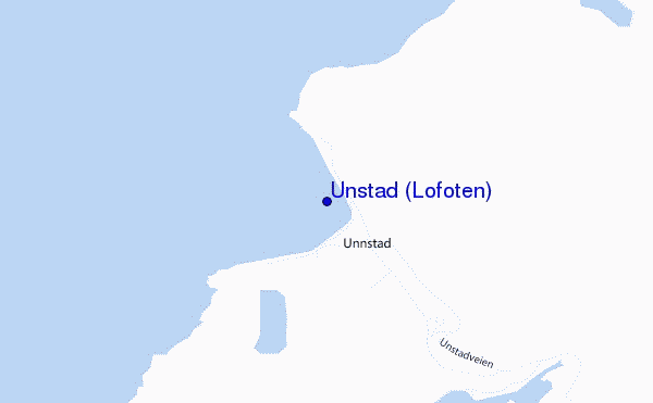 locatiekaart van Unstad (Lofoten)