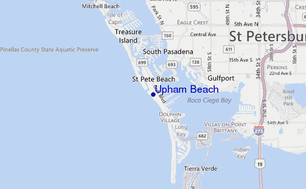 locatiekaart van Upham Beach