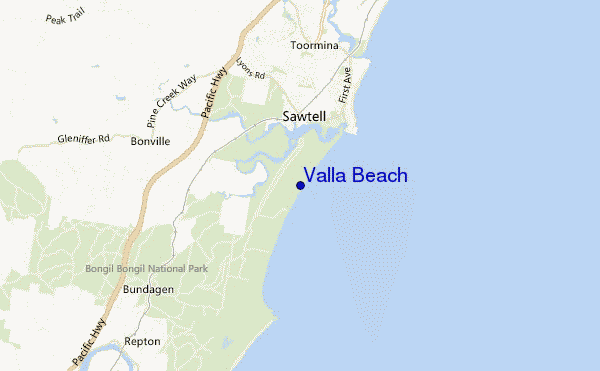 locatiekaart van Valla Beach