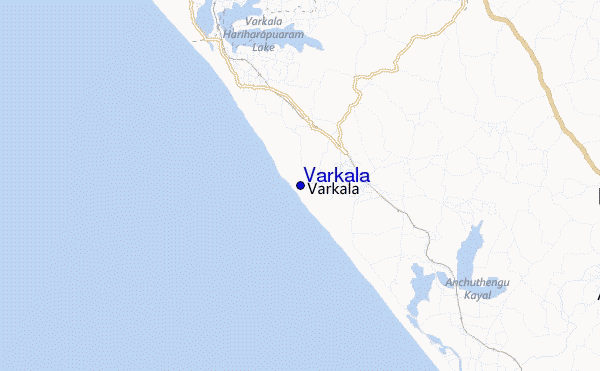 locatiekaart van Varkala