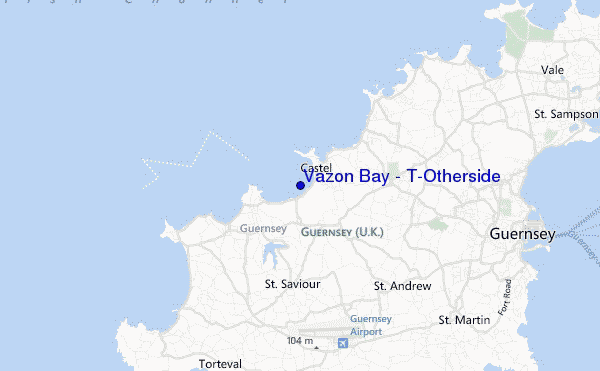 locatiekaart van Vazon Bay - T'Otherside