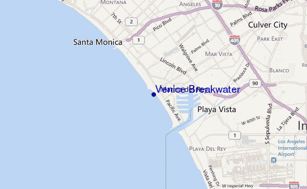 locatiekaart van Venice Breakwater