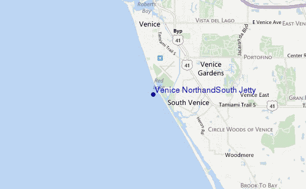 locatiekaart van Venice North and South Jetty