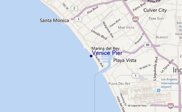 locatiekaart van Venice Pier