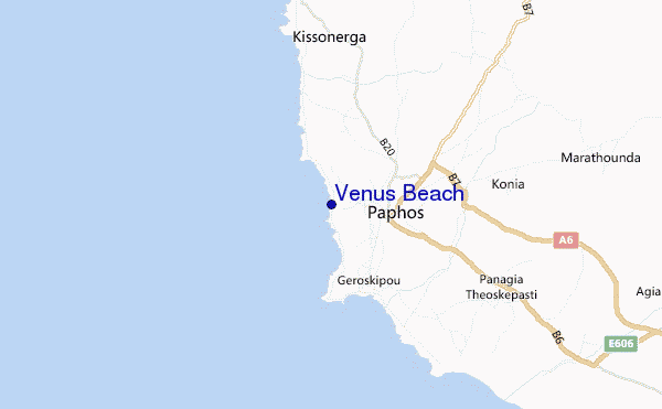 locatiekaart van Venus Beach