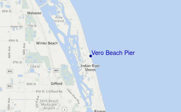 locatiekaart van Vero Beach Pier