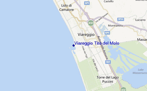 locatiekaart van Viareggio Tito del Molo