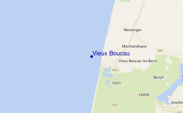 locatiekaart van Vieux Boucau