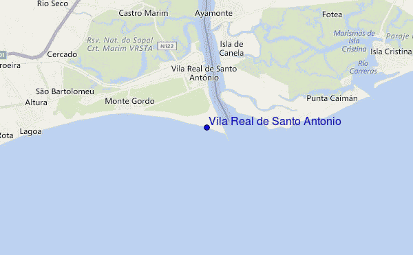 locatiekaart van Vila Real de Santo Antonio