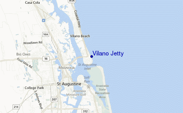 locatiekaart van Vilano Jetty