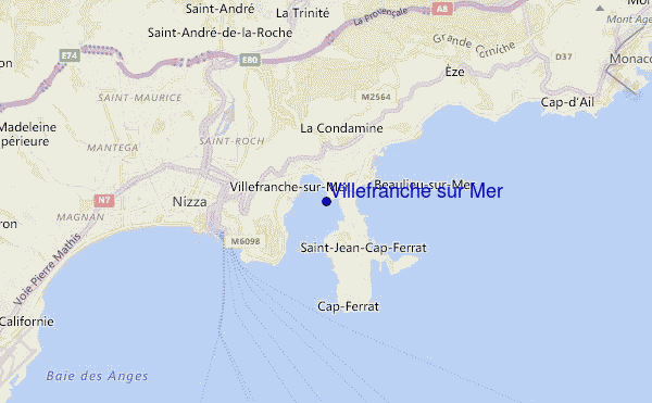 locatiekaart van Villefranche sur Mer