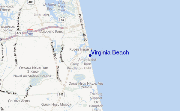 locatiekaart van Virginia Beach