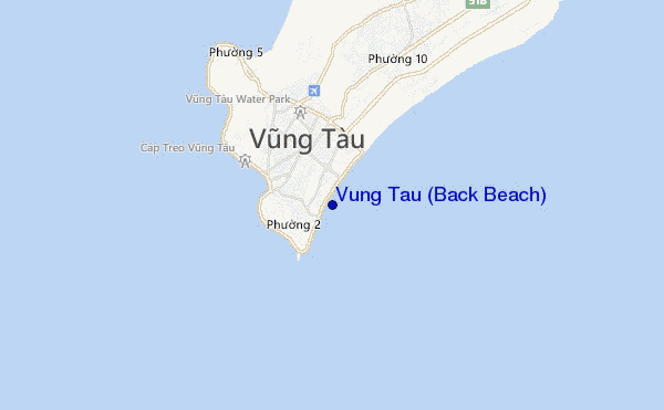 locatiekaart van Vung Tau (Back Beach)