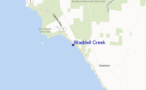 locatiekaart van Waddell Creek