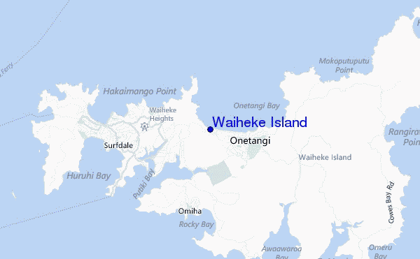 locatiekaart van Waiheke Island