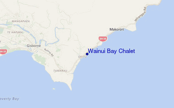 locatiekaart van Wainui Bay Chalet