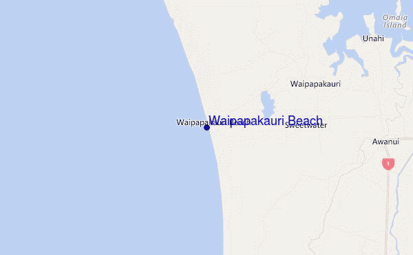 locatiekaart van Waipapakauri Beach