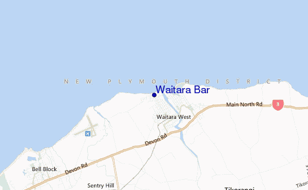 locatiekaart van Waitara Bar
