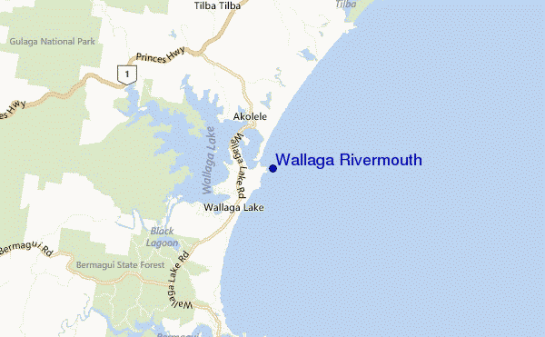 locatiekaart van Wallaga Rivermouth