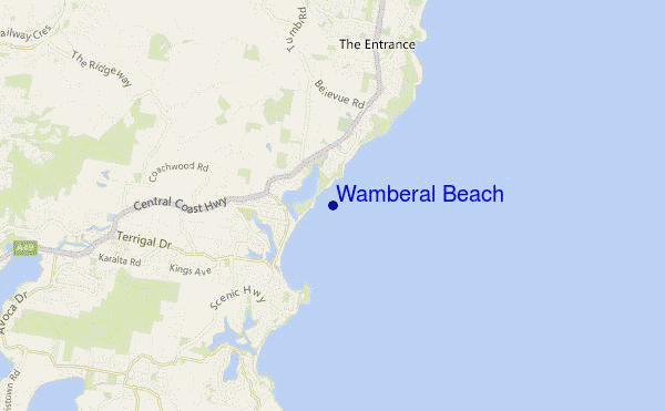 locatiekaart van Wamberal Beach