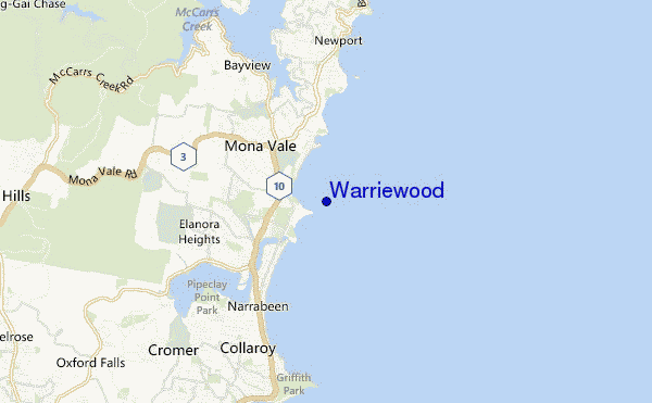 locatiekaart van Warriewood