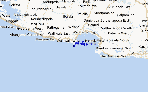 locatiekaart van Weligama