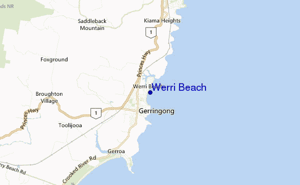 locatiekaart van Werri Beach