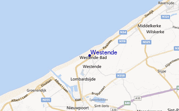 locatiekaart van Westende
