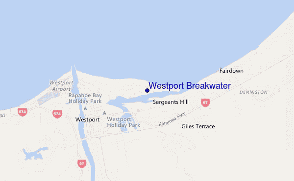 locatiekaart van Westport Breakwater