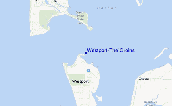 locatiekaart van Westport-The Groins