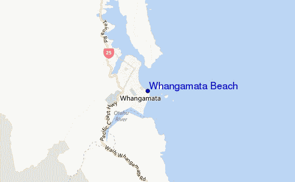 locatiekaart van Whangamata Beach