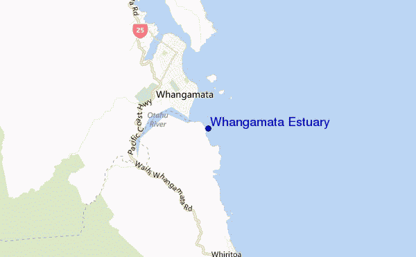 locatiekaart van Whangamata Estuary
